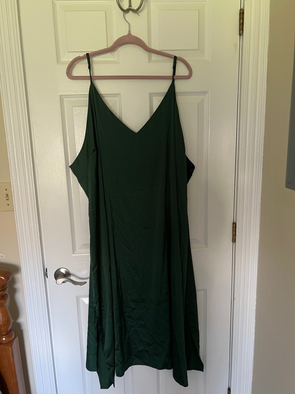 The Drop Forest Green Slip Dress with Spaghetti Straps